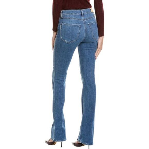 New Paige Hourglass High Rise Boot Flare Jeans 25 In Bellflower Wash Distressed - Picture 3 of 16